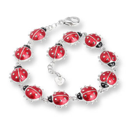 Nicole Barr Sterling Silver Red Ladybug Charm Bracelet