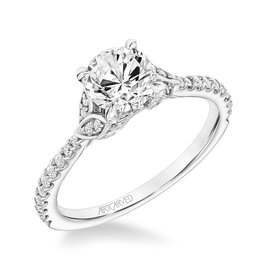 Art Carved Contemporary Floral Engagement Ring