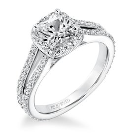 Art Carved Classic Halo with split shank Engagement Ring