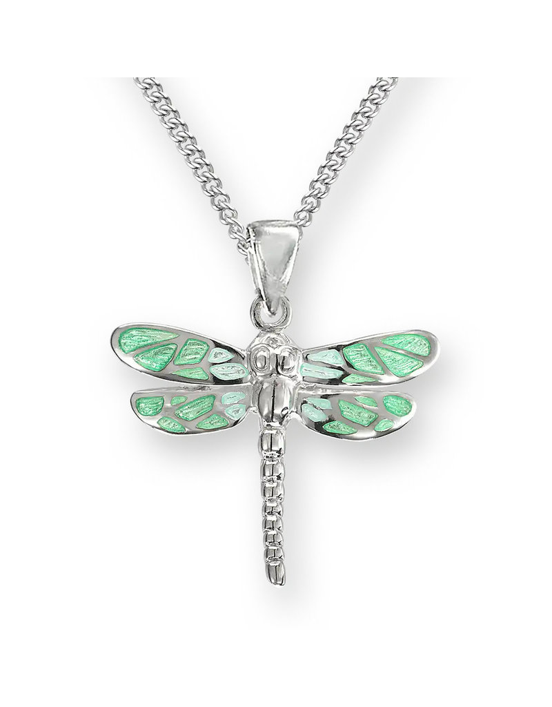 Nicole Barr Sterling Silver Green Dragonfly Pendant