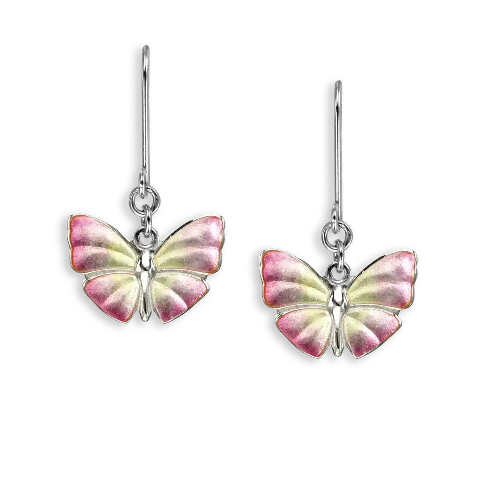 Nicole Barr Sterling Silver Pink Butterfly Earrings