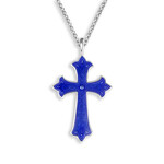 Nicole Barr Sterling Silver Blue CZ Cross Pendant