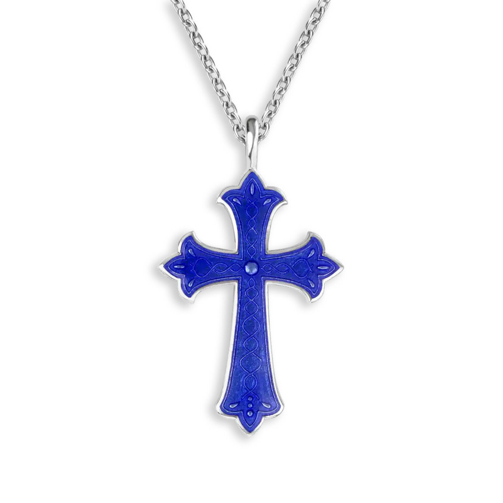 Nicole Barr Sterling Silver Blue CZ Cross Pendant