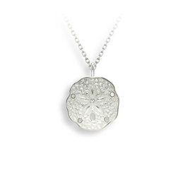 Nicole Barr Sterling Silver White Sapphire Sand Dollar Pendant