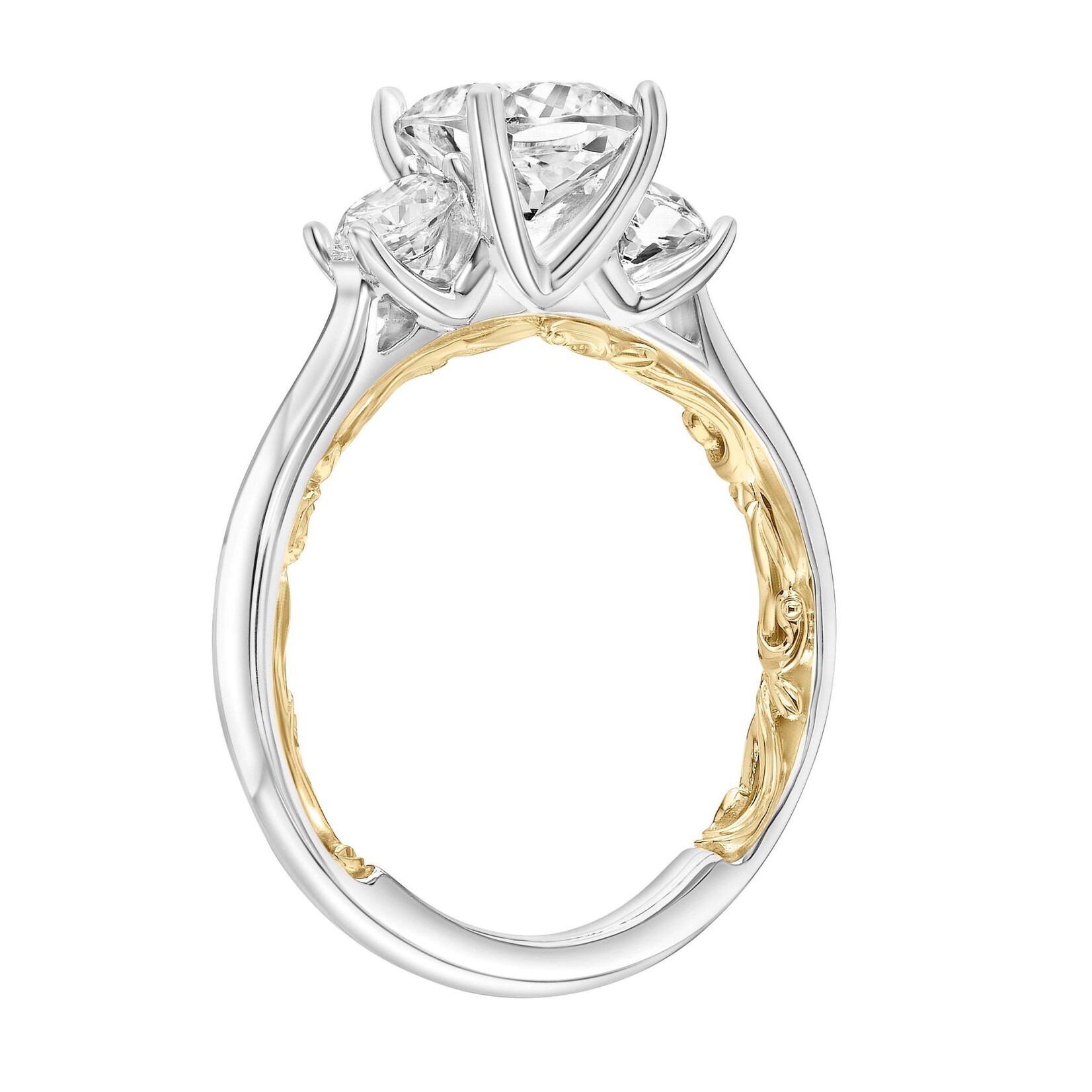 Art Carved Classic Lyric Three Stone Engagement Ring