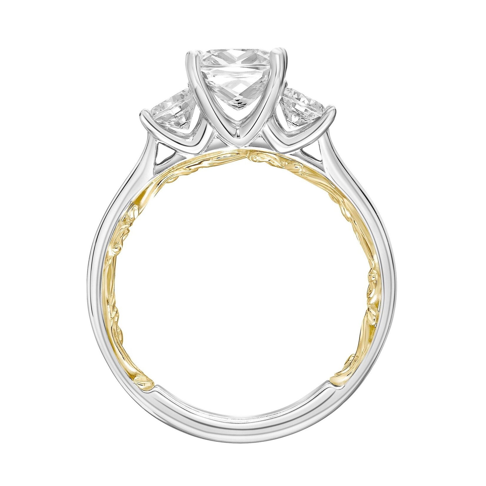Art Carved Classic Lyric Three Stone Engagement Ring
