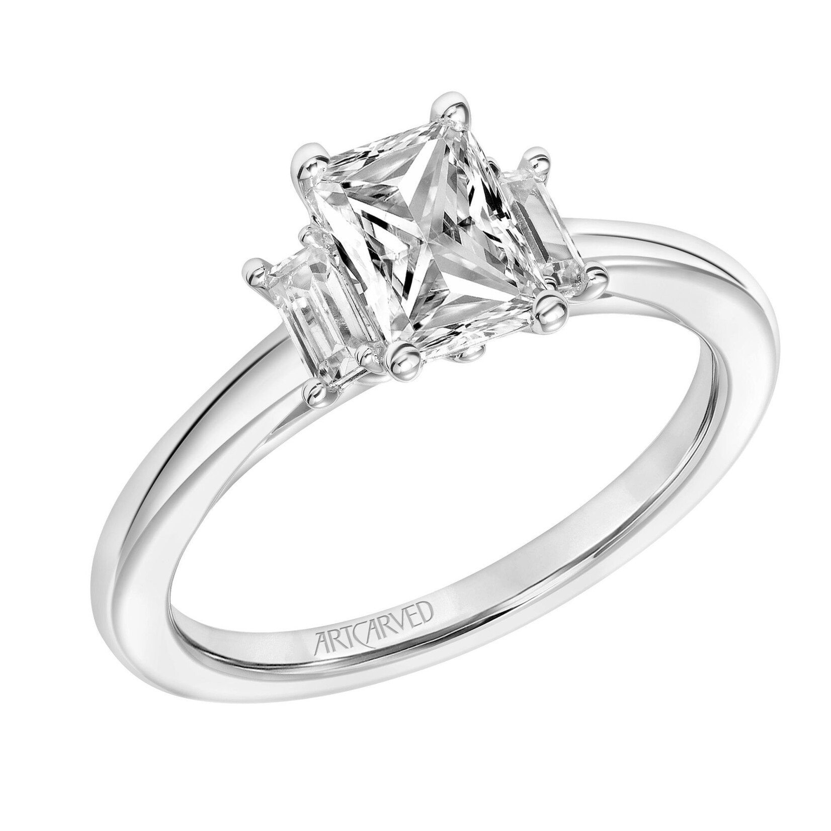 Art Carved Art Carved #31-V869 Classic Three Stone Emerald Engagement Ring