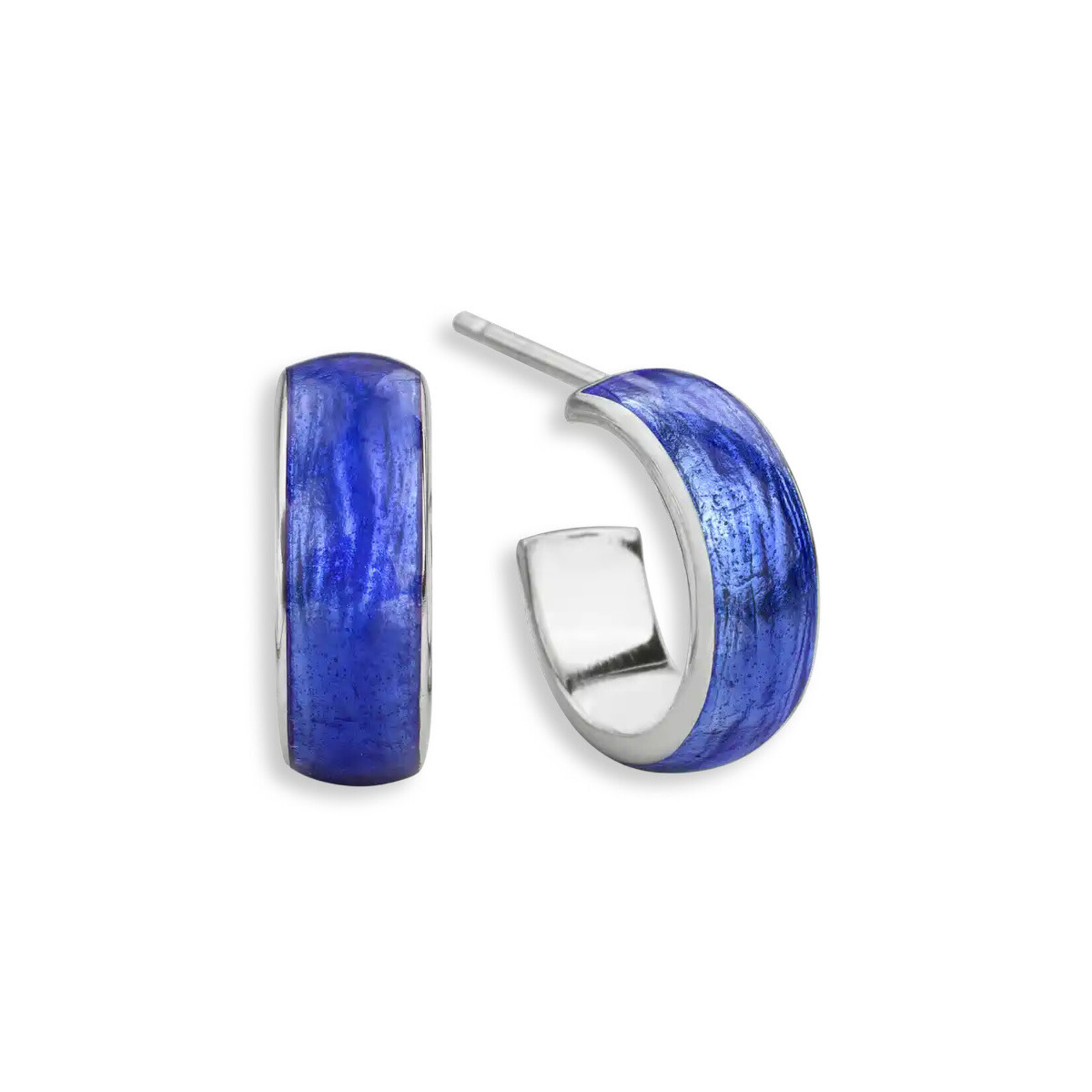Nicole Barr Sterling Silver Blue Huggies Earrings