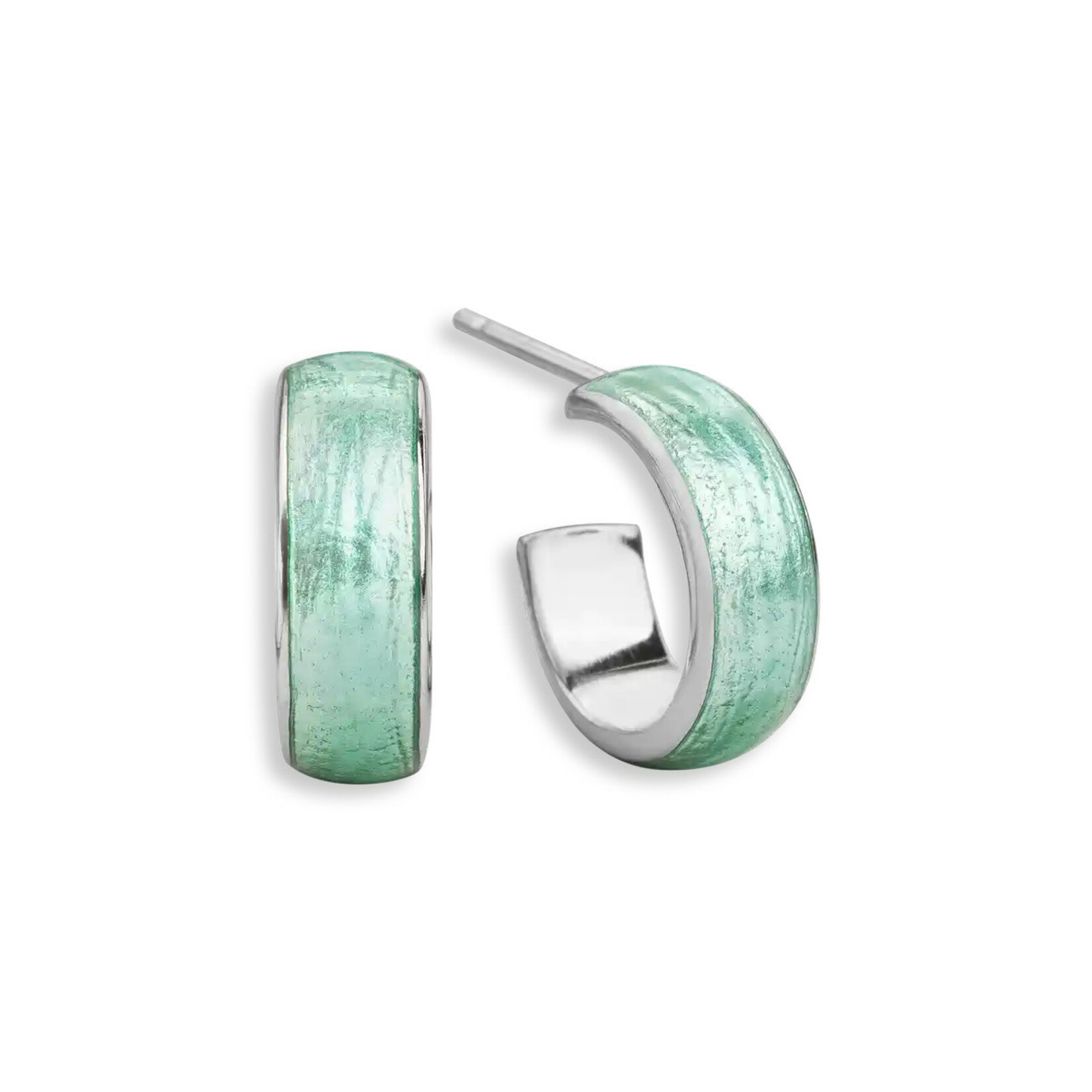 Nicole Barr Sterling Silver Seagreen Huggie Post Earrings