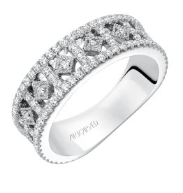 Art Carved Wide Fashion Diamond Wedding Ring