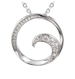 Alamea Sterling Silver CZ Wave Necklace