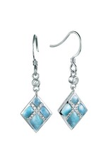 Alamea Sterling Silver CZ and Larimar Square Dangle Earrings