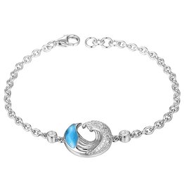 Alamea Sterling Silver Larimar and CZ Wave Bracelet