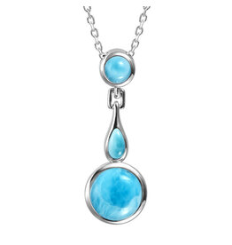 Alamea Sterling Silver Larimar Round Oval Necklace