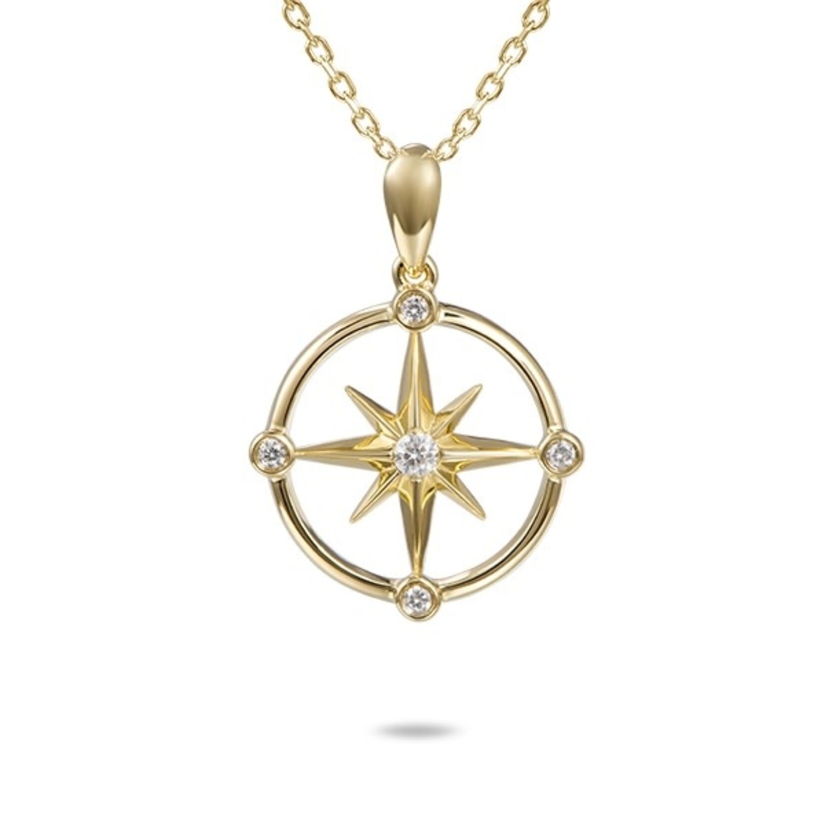 Alamea 14 Karat Yellow Gold Diamond Compass Pendant