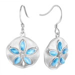 Alamea Sterling Silver Larimar Sand Dollar Earrings