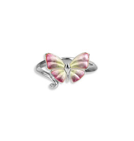Nicole Barr Sterling Silver Pink Butterfly Ring