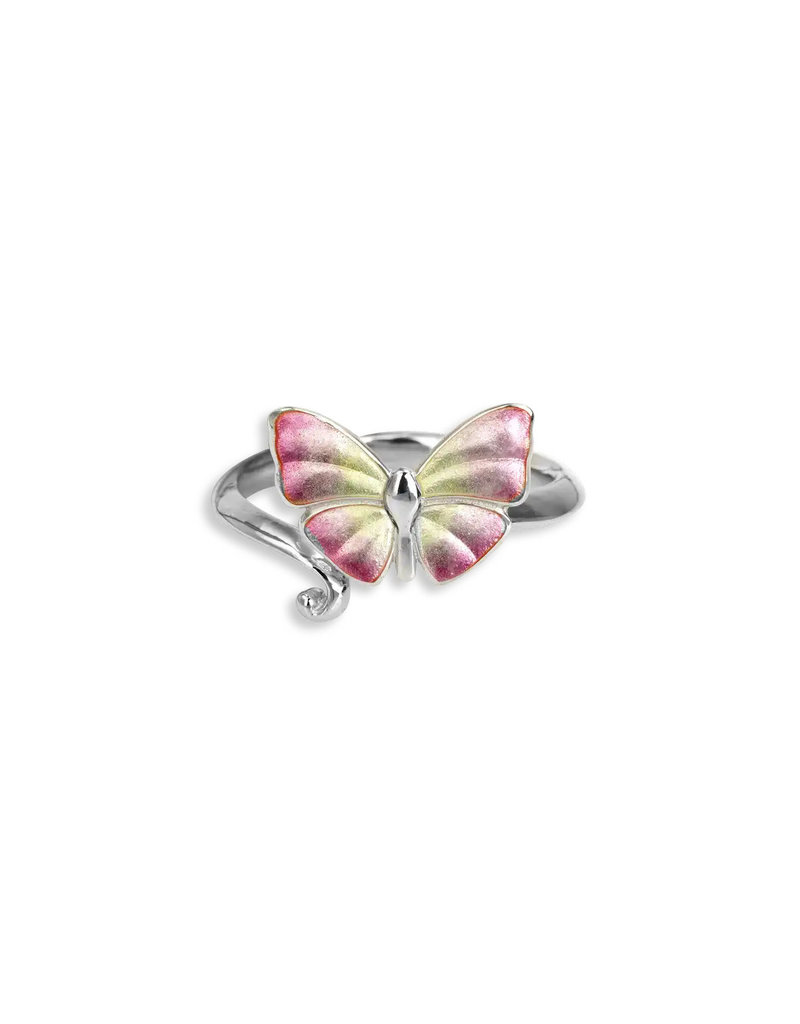 Nicole Barr Sterling Silver Pink Butterfly Ring