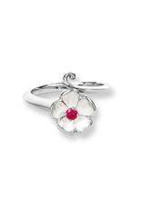 Nicole Barr Sterling Silver Ruby White Rose Ring