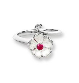 Nicole Barr Sterling Silver Ruby White Rose Ring