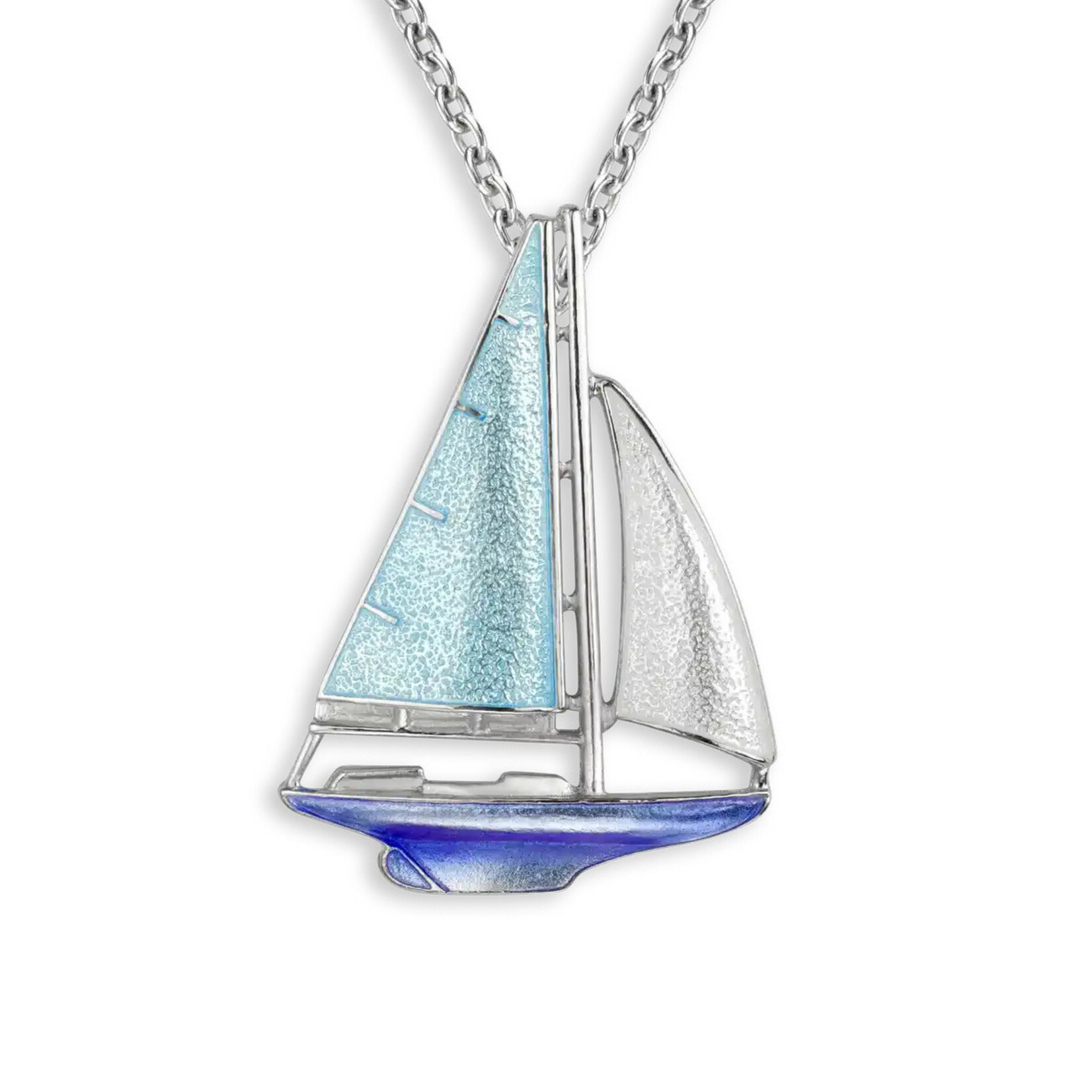 Nicole Barr Sterling Silver Blue Sailboat Necklace