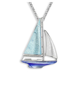 Nicole Barr Sterling Silver Blue Sailboat Necklace