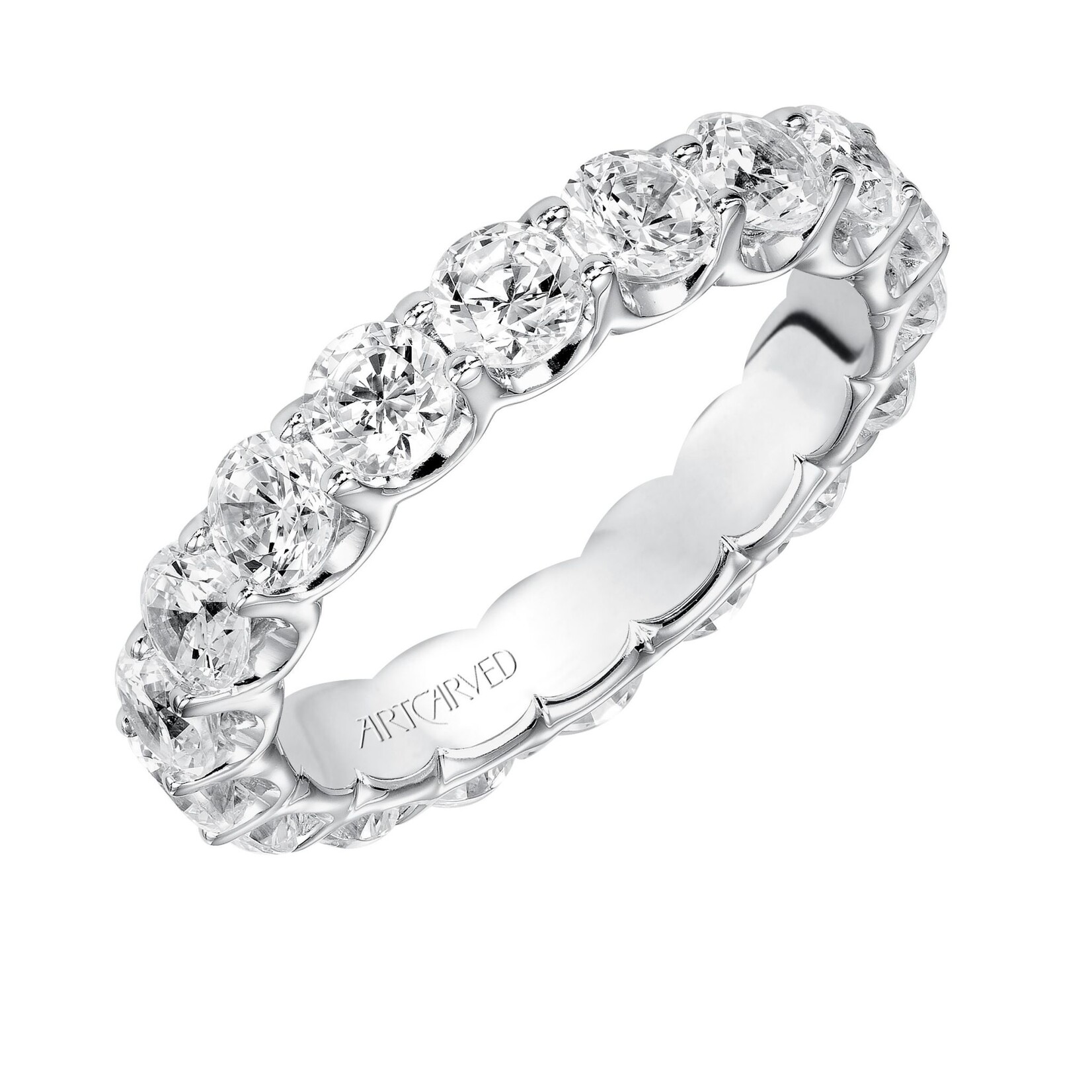 Art Carved Eternity Diamond Ring in 14 Karat White Gold