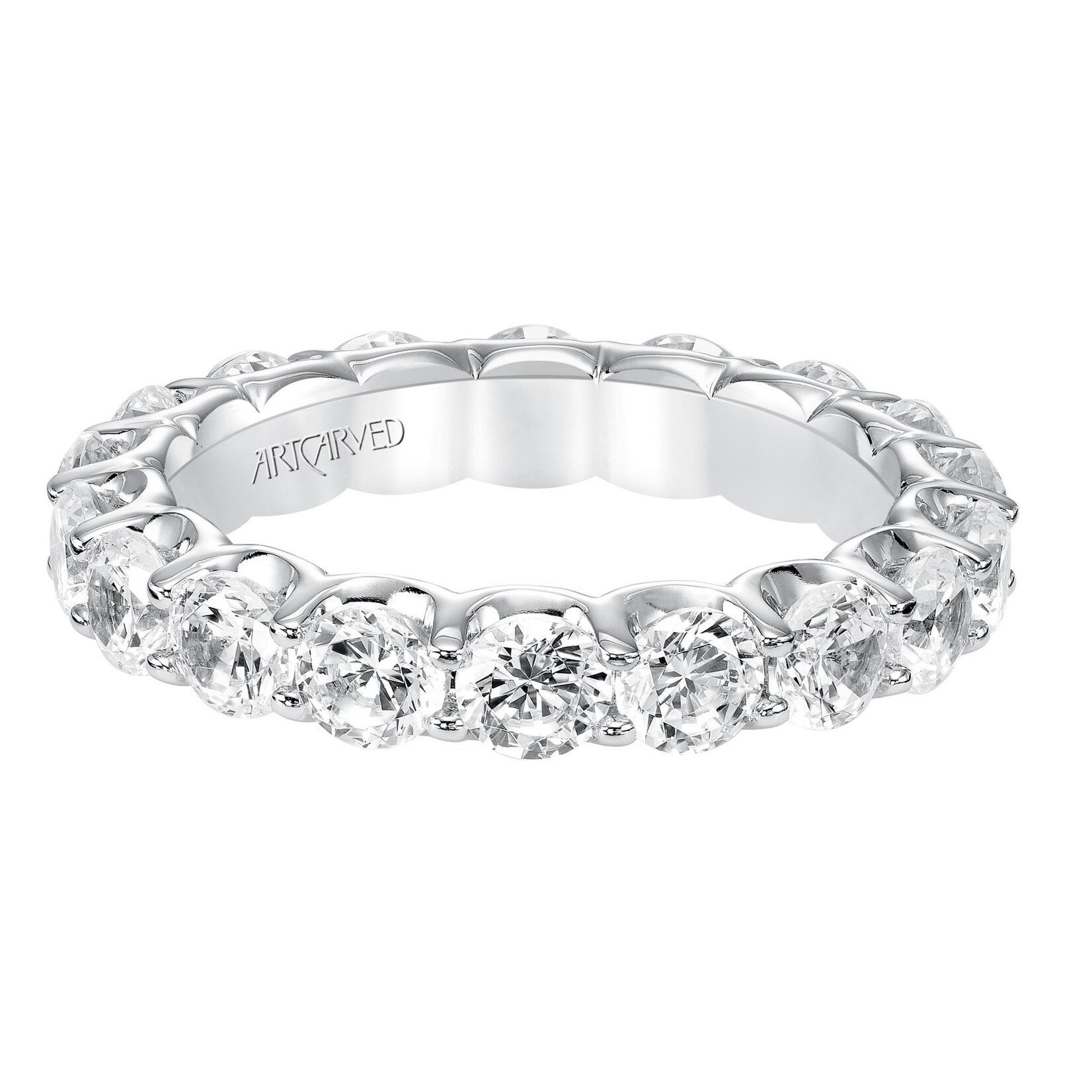 Art Carved Eternity Diamond Ring in 14 Karat White Gold