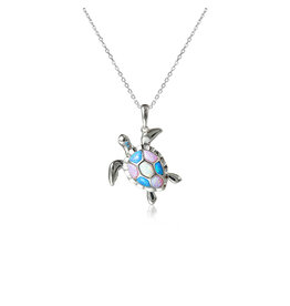 Alamea Sterling Silver Opal Turtle Necklace
