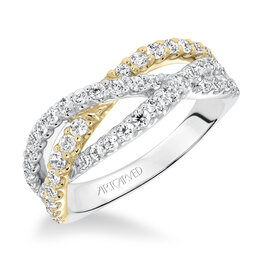 Art Carved Diamond Two Tone Crossover Anniversary Band