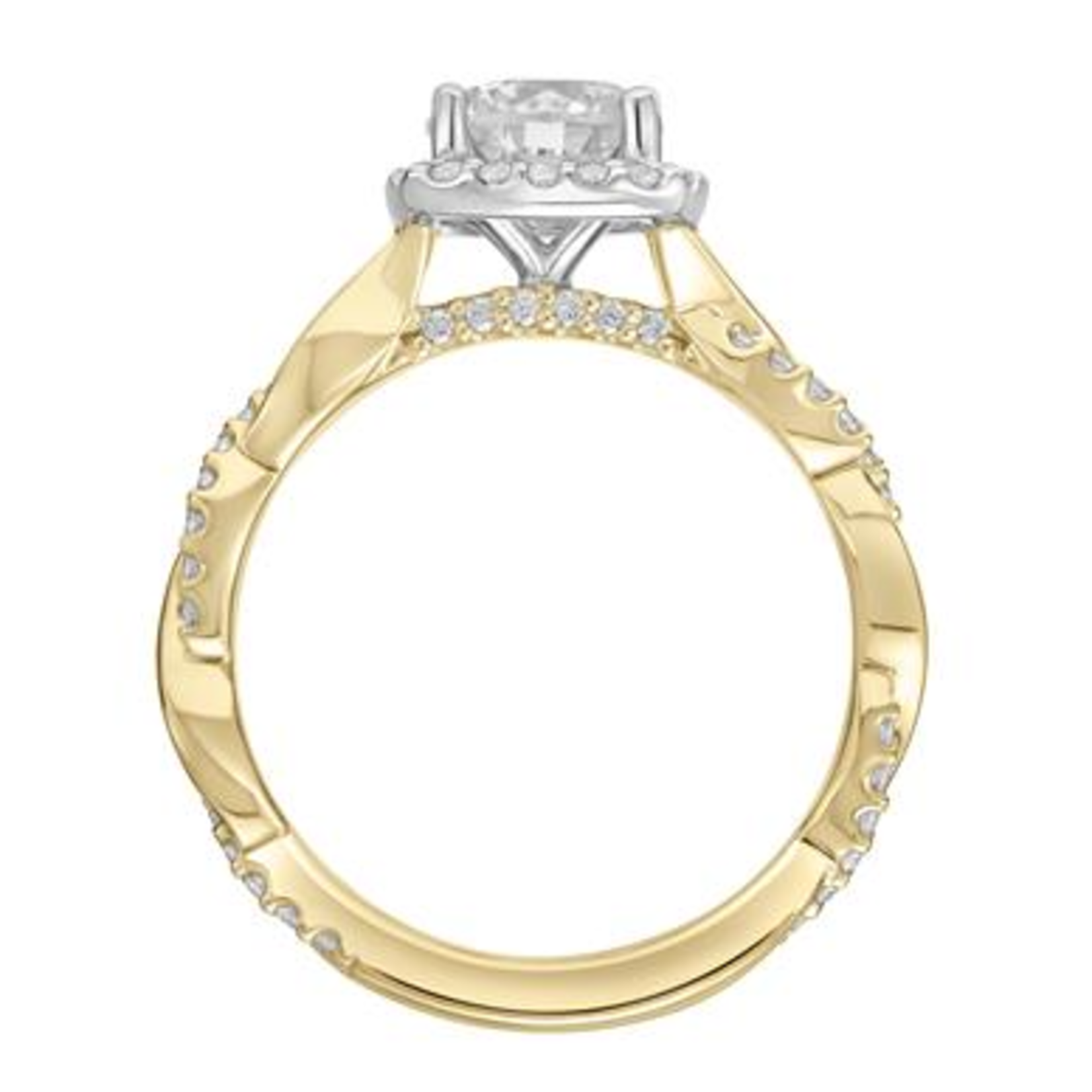 Art Carved Twist Halo Engagement Ring