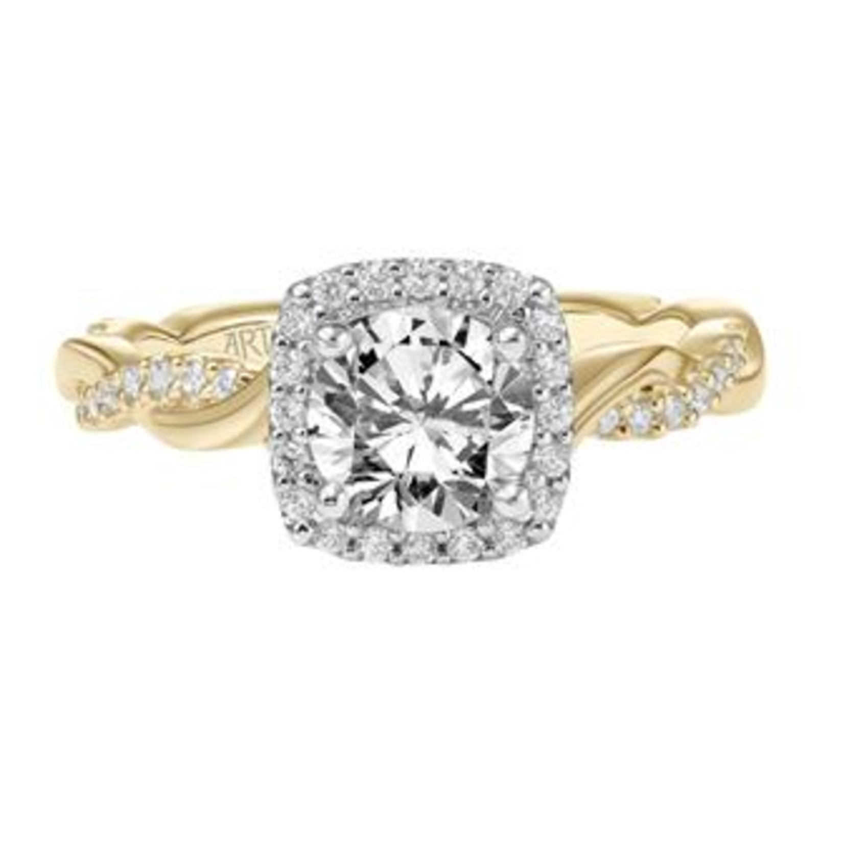 Art Carved Twist Halo Engagement Ring