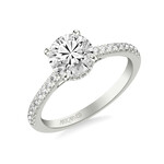 Art Carved Diamond Engagement Ring with Floating Hidden Halo