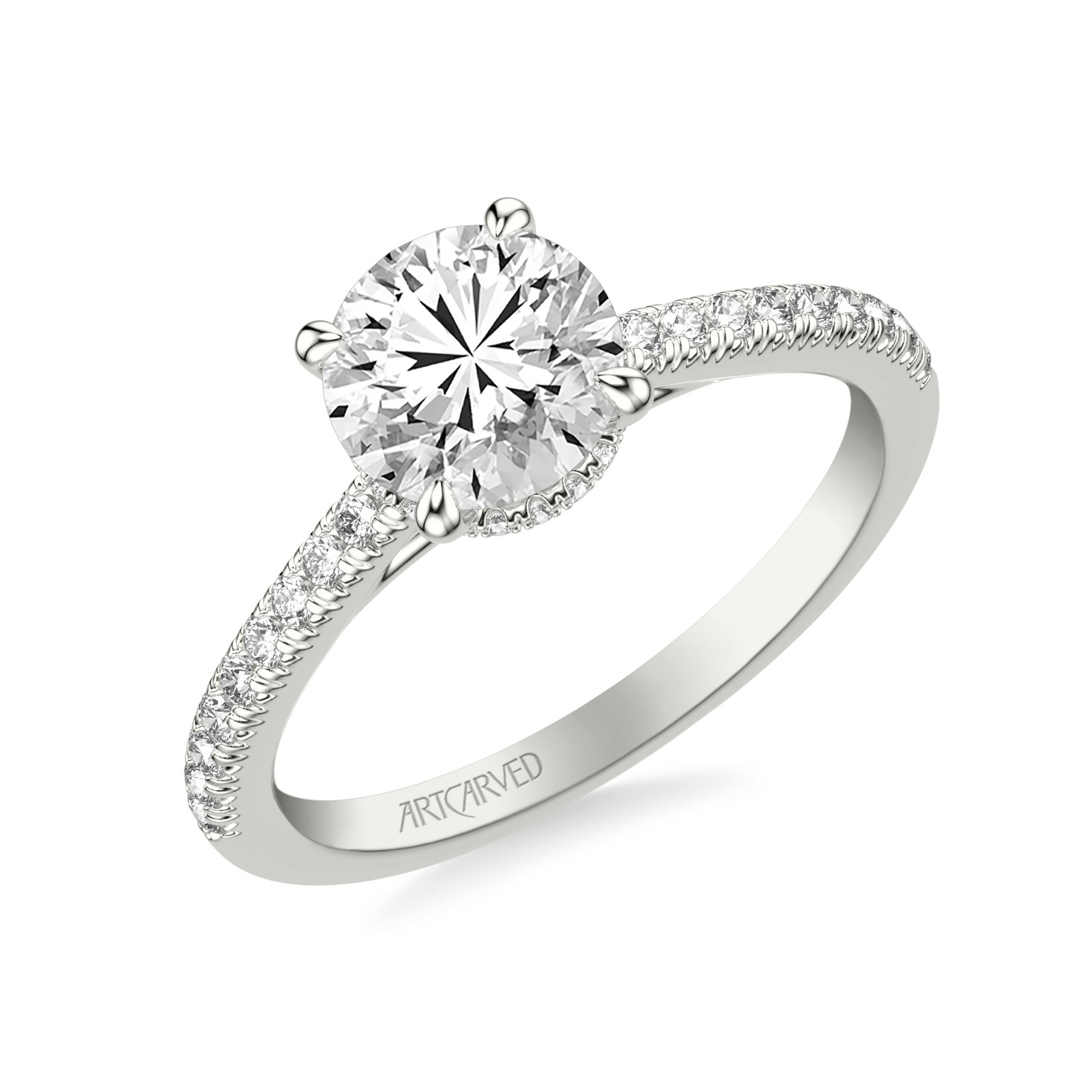 Art Carved Art Carved Diamond Engagement Ring with Floating Hidden Halo  #31-V1063