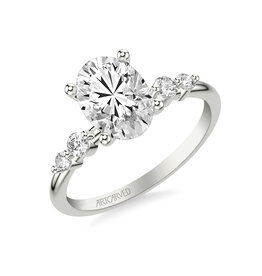 Art Carved Engagement Ring with Graduated Diamonds