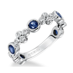Art Carved Stackable Diamond and Sapphire Anniversary Band