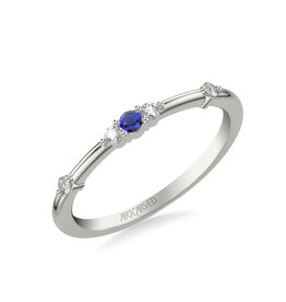 Art Carved Stackable Sapphire and Diamond Band