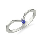 Art Carved V-Shape Band with Pear Shape Blue Sapphire