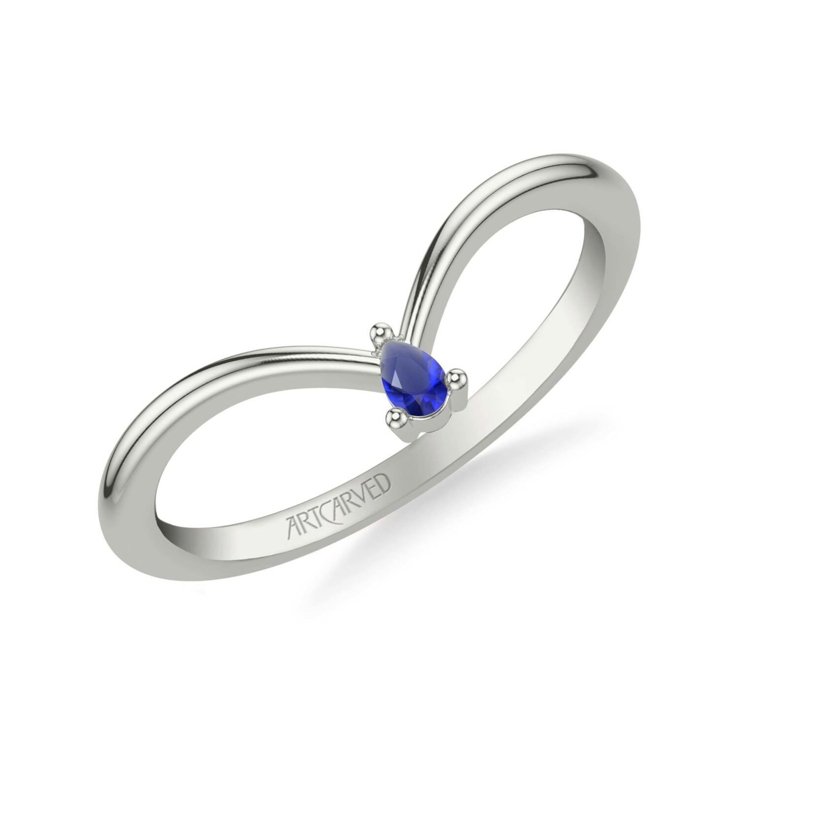 Art Carved Art Carved V-Shape Band with Pear Shape Blue Sapphire  #33-V9474