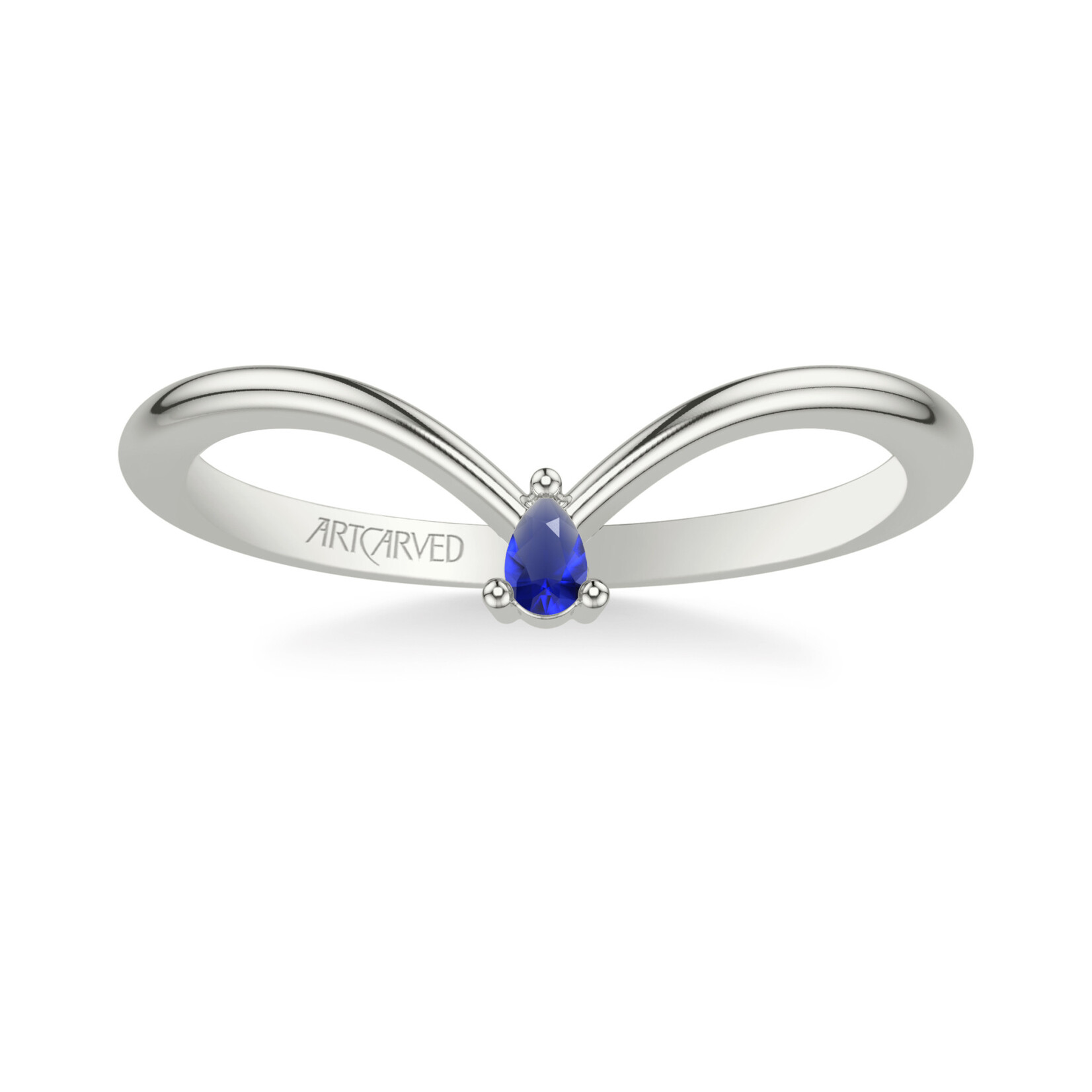 Art Carved Art Carved V-Shape Band with Pear Shape Blue Sapphire  #33-V9474