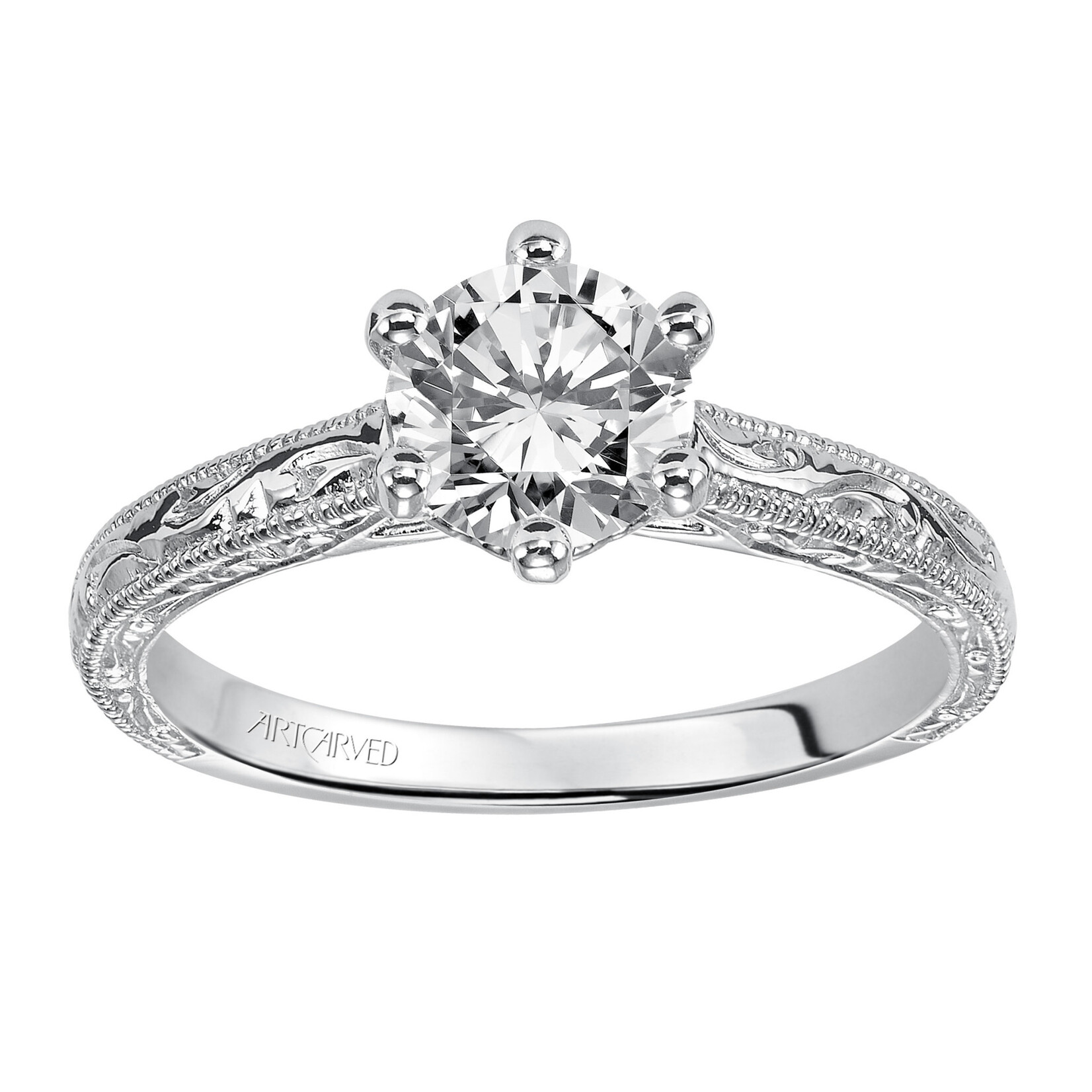 Art Carved Art Carved Vintage Engraved Solitaire Engagement Ring  #31-V431