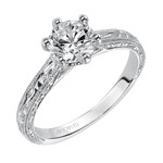 Art Carved Vintage Engraved Solitaire Engagement Ring