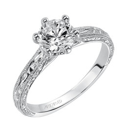 Art Carved Vintage Engraved Solitaire Engagement Ring