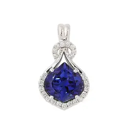 Chatham 14 Karat White Gold Lab-Grown Sapphire & Diamond Onion Necklace