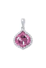 Chatham 14 Karat White Gold Lab-Grown Pink Sapphire & Diamond Drop Pendant