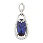 Chatham 14 Karat White Gold Lab-Grown Sapphire & Diamond Circle Pendant