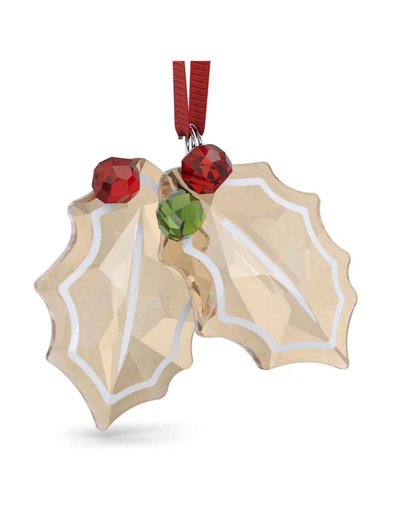 Swarovski Holiday Cheers Gingerbread Holly Leaves Ornament