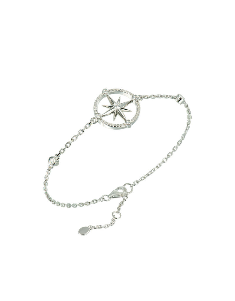 Alamea Sterling Silver CZ Compass Bracelet