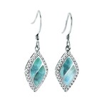 Alamea Sterling Silver CZ Larimar Rhombus Dangle Earrings