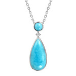 Alamea Sterling Silver CZ Larimar Tear Drop Necklace